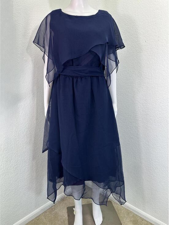Dresses & Skirts - New VTG 1980s Sz 10 Samax Blue Chiffon Overlay Dress Fairycore Formal Whimsigoth
